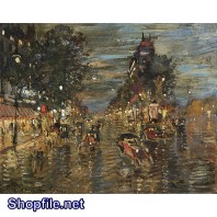 Tranh sơn dầu thành phố về đêm